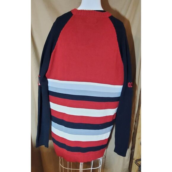 Vintage Y2K Enyce Hip Hop Rap Knit Sweater Mens L Red Striped Crew Neck Pullover - Picture 3 of 9